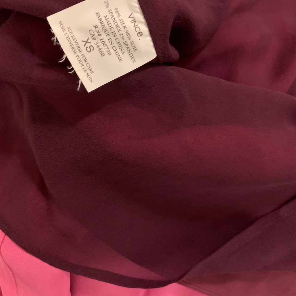 VINCE pink magenta ombré Silk slip dress XS pleats - Picture 4 of 4